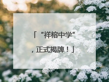 “祥榕中学”，正式揭牌！