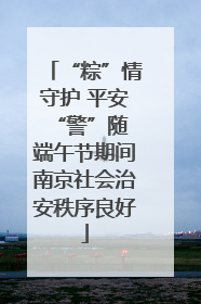 “粽”情守护 平安“警”随 端午节期间南京社会治安秩序良好