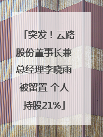 突发！云路股份董事长兼总经理李晓雨被留置 个人持股21%