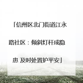 信州区北门街道江永路社区：倾斜灯杆成隐患 及时处置护平安