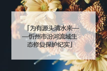 为有源头清水来——忻州市汾河流域生态修复保护纪实