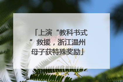 上演“教科书式”救援，浙江温州母子获特殊奖励