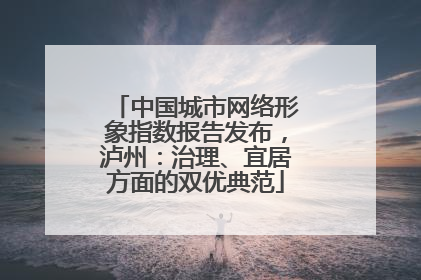 中国城市网络形象指数报告发布，泸州：治理、宜居方面的双优典范