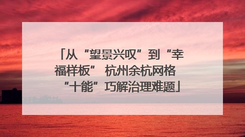 从“望景兴叹”到“幸福样板” 杭州余杭网格“十能”巧解治理难题