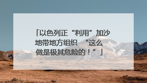 以色列正“利用”加沙地带地方组织  “这么做是极其危险的！”