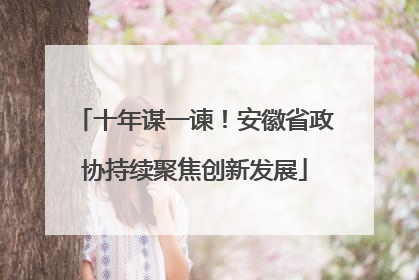 十年谋一谏！安徽省政协持续聚焦创新发展