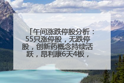 午间涨跌停股分析：55只涨停股，无跌停股，创新药概念持续活跃，昂利康6天4板，众生药业2连板
