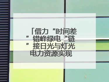 借力“时间差”错峰绿电“链”接日光与灯光 电力资源实现“时空腾挪”