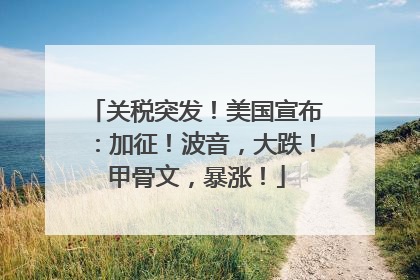 关税突发！美国宣布：加征！波音，大跌！甲骨文，暴涨！