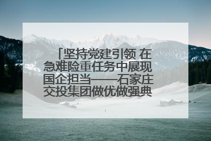 坚持党建引领 在急难险重任务中展现国企担当——石家庄交投集团做优做强典型报道之一