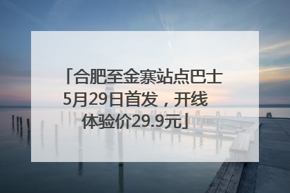 合肥至金寨站点巴士5月29日首发，开线体验价29.9元