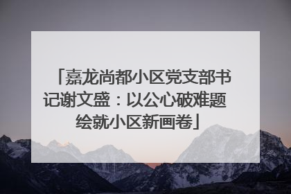 嘉龙尚都小区党支部书记谢文盛：以公心破难题 绘就小区新画卷