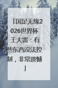 国足无缘2026世界杯 王大雷：有些东西没法控制，非常遗憾