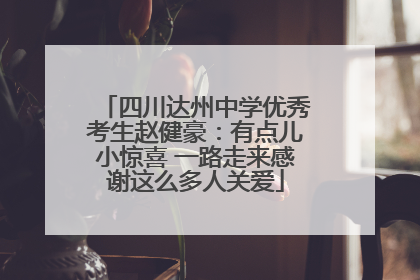 四川达州中学优秀考生赵健豪：有点儿小惊喜 一路走来感谢这么多人关爱