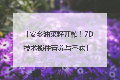 安乡油菜籽开榨！7D技术锁住营养与香味