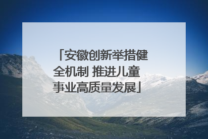 安徽创新举措健全机制 推进儿童事业高质量发展