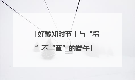 好豫知时节丨与“粽”不“童”的端午