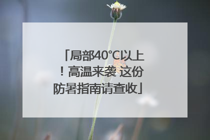 局部40℃以上！高温来袭 这份防暑指南请查收