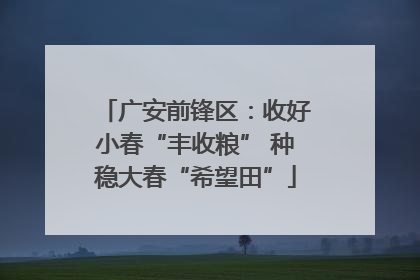 广安前锋区：收好小春“丰收粮” 种稳大春“希望田”