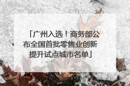 广州入选！商务部公布全国首批零售业创新提升试点城市名单