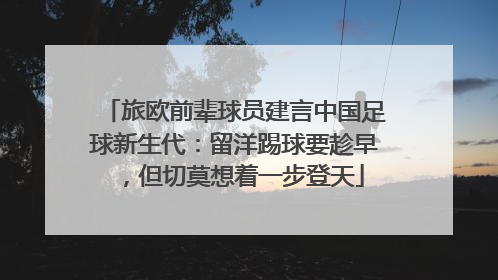 旅欧前辈球员建言中国足球新生代：留洋踢球要趁早，但切莫想着一步登天