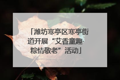 潍坊寒亭区寒亭街道开展“艾香童趣·粽情敬老”活动