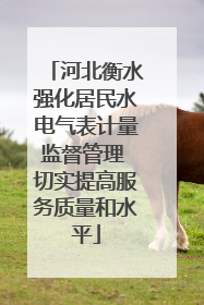 河北衡水强化居民水电气表计量监督管理 切实提高服务质量和水平