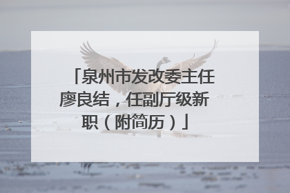 泉州市发改委主任廖良结，任副厅级新职（附简历）