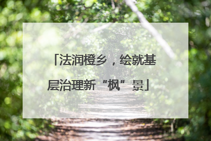 法润橙乡，绘就基层治理新“枫”景