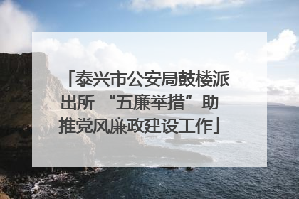 泰兴市公安局鼓楼派出所 “五廉举措”助推党风廉政建设工作