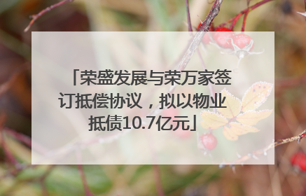 荣盛发展与荣万家签订抵偿协议，拟以物业抵债10.7亿元