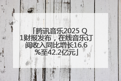 腾讯音乐2025 Q1财报发布，在线音乐订阅收入同比增长16.6%至42.2亿元