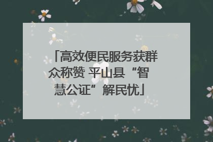 高效便民服务获群众称赞 平山县“智慧公证”解民忧