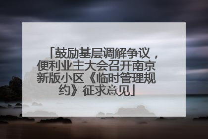 鼓励基层调解争议，便利业主大会召开南京新版小区《临时管理规约》征求意见