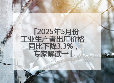 2025年5月份工业生产者出厂价格同比下降3.3%，专家解读→